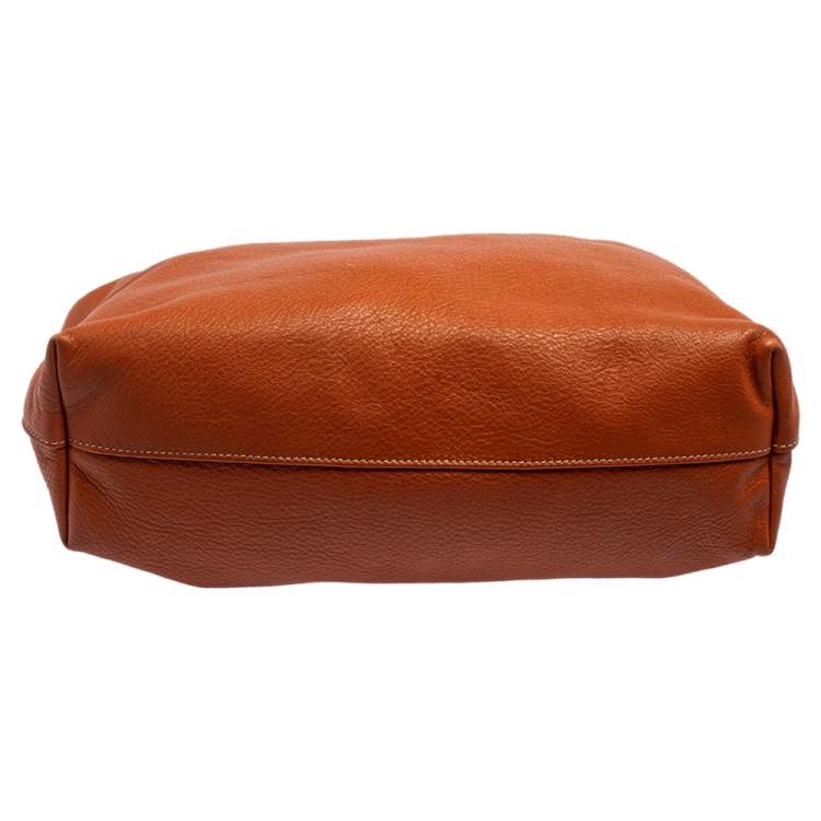 Pre Owned Prada Orange Vitello Daino Leather Shopping Tote 