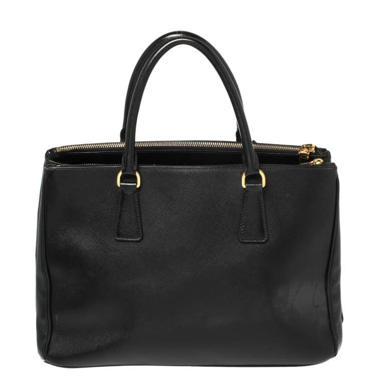 Pre Owned Prada Black Saffiano Lux Leather Medium Galleria Tote
