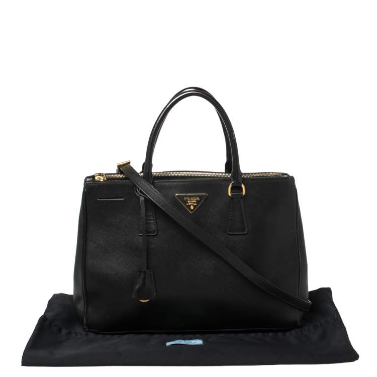 Pre Owned Prada Black Saffiano Lux Leather Medium Galleria Tote