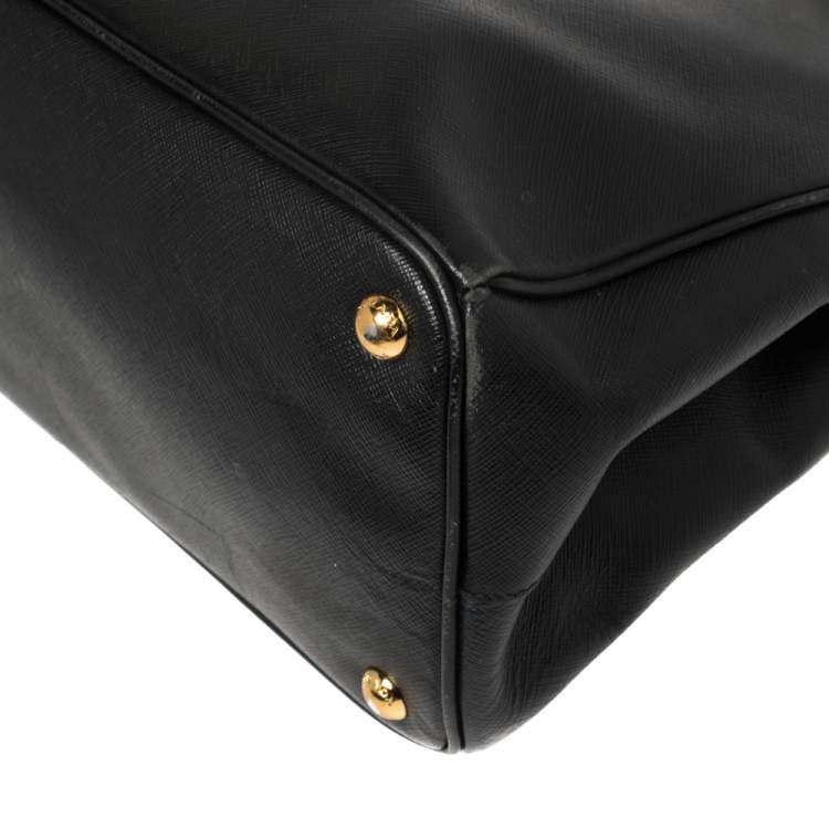 Pre Owned Prada Black Saffiano Lux Leather Medium Galleria Tote