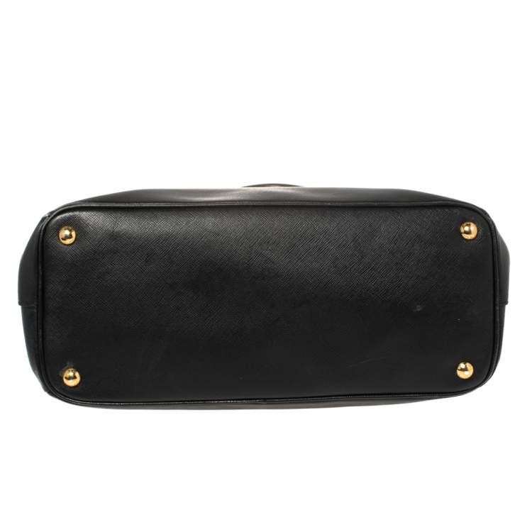 Pre Owned Prada Black Saffiano Lux Leather Medium Galleria Tote