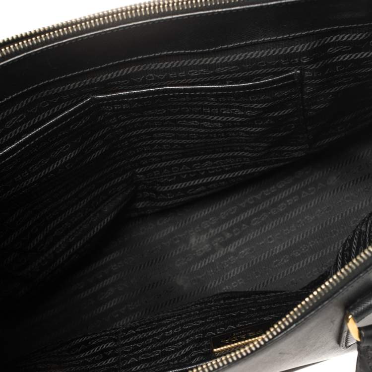 Pre Owned Prada Black Saffiano Lux Leather Medium Galleria Tote