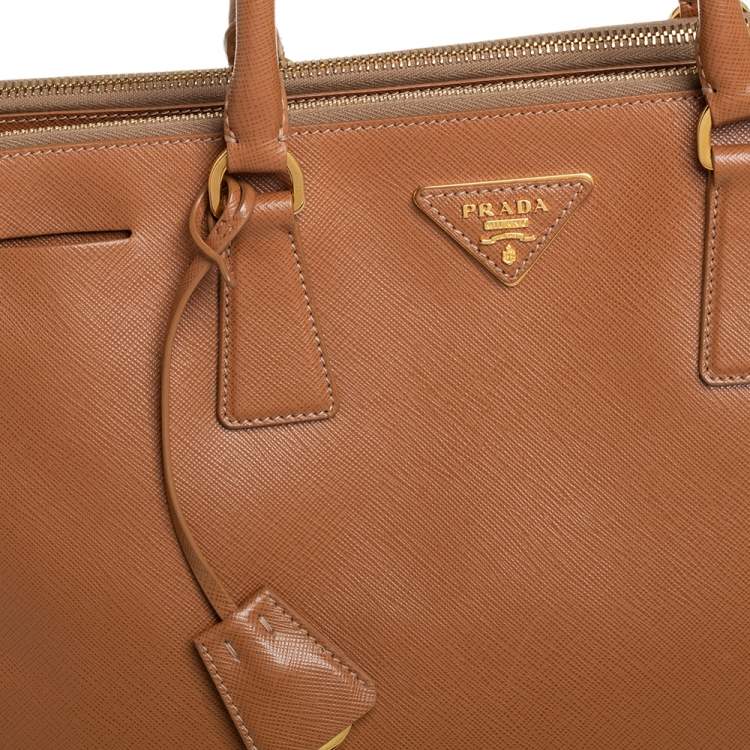 Pre Owned Prada Tan Saffiano Lux Leather Large Galleria Tote