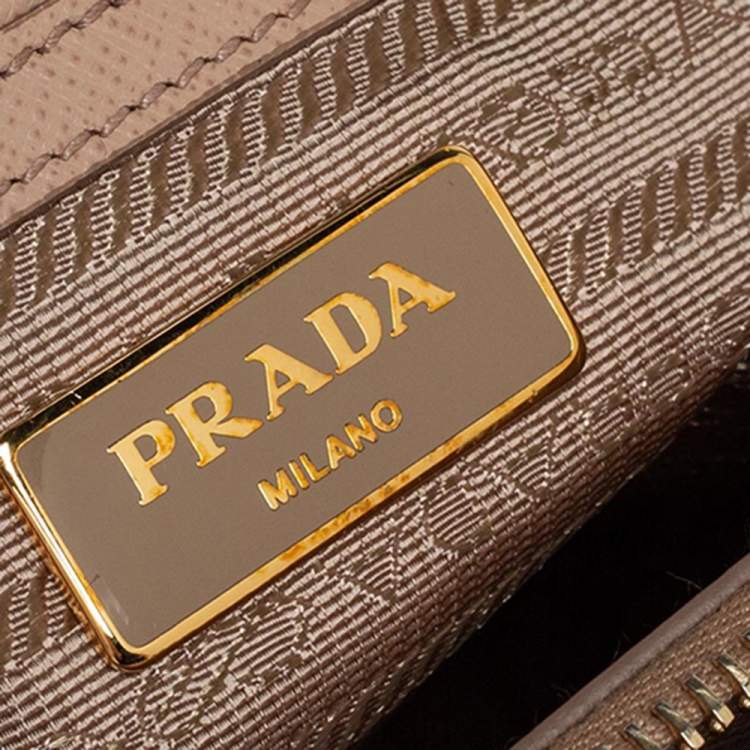 Pre Owned Prada Beige Saffiano Lux Leather Mini Galleria Tote