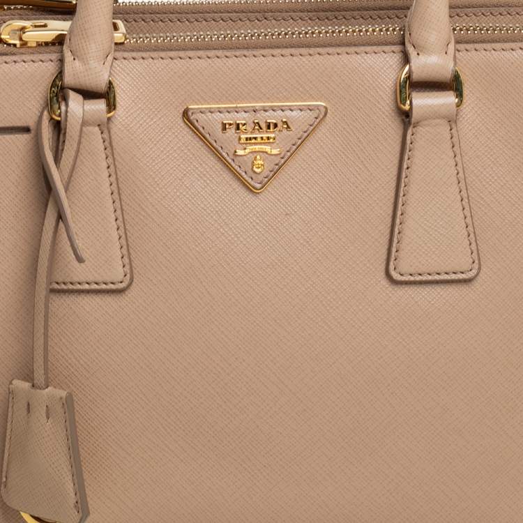Pre Owned Prada Beige Saffiano Lux Leather Mini Galleria Tote