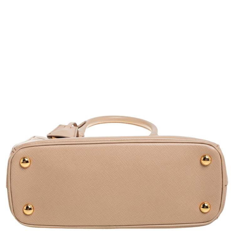 Pre Owned Prada Beige Saffiano Lux Leather Mini Galleria Tote