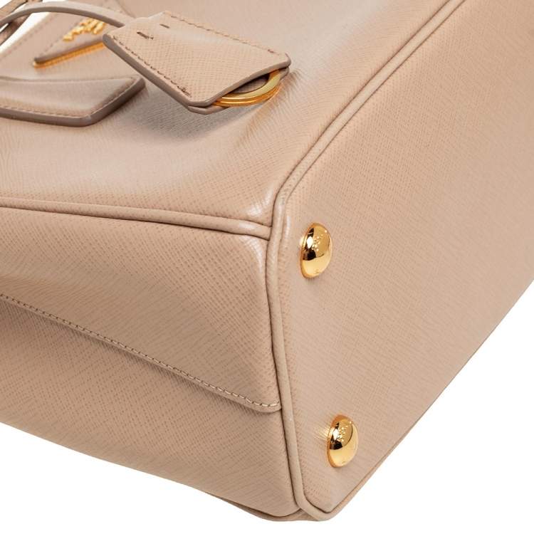 Pre Owned Prada Beige Saffiano Lux Leather Mini Galleria Tote