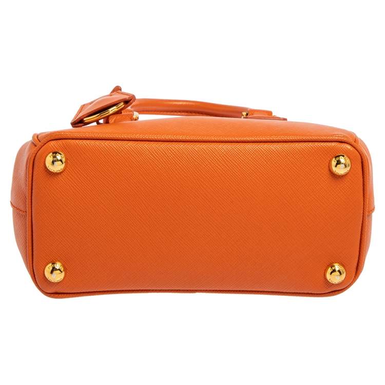 Pre Owned Prada Orange Saffiano Leather Mini Galleria Crossbody Bag