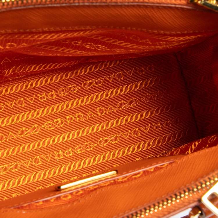 Pre Owned Prada Orange Saffiano Leather Mini Galleria Crossbody Bag