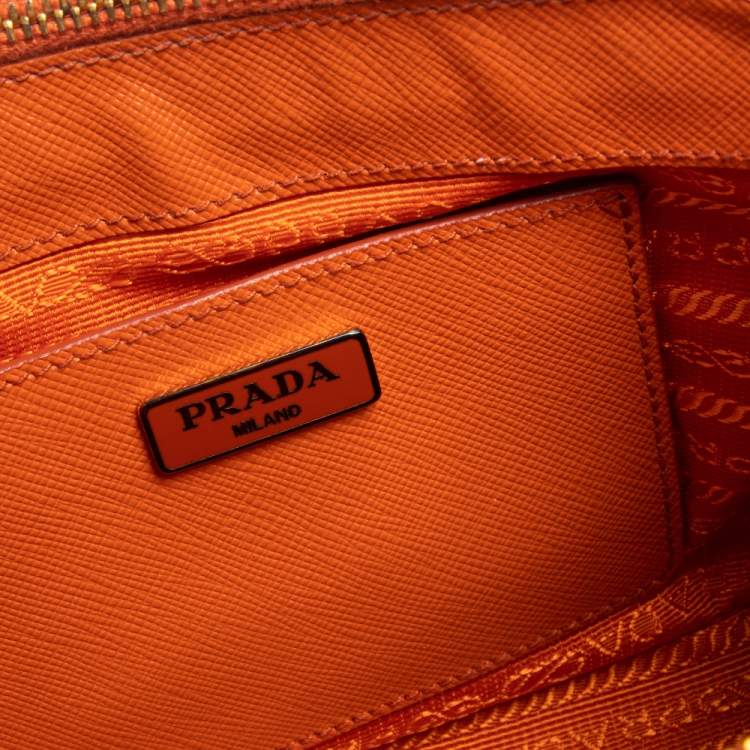 Pre Owned Prada Orange Saffiano Leather Mini Galleria Crossbody Bag