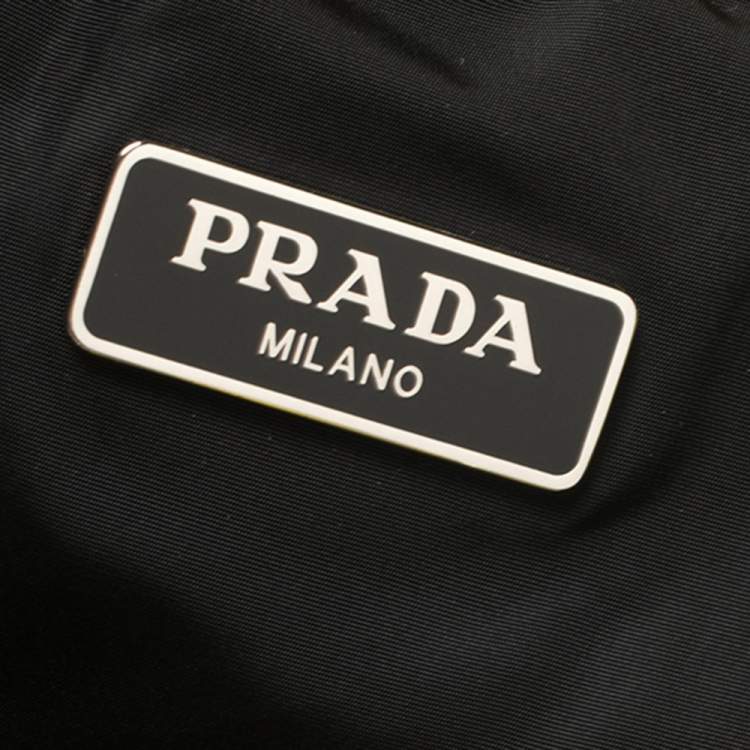 Pre Owned Prada Black/Yellow Printed Nylon Wristlet Pouch