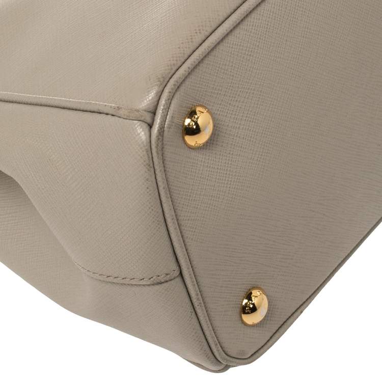 Pre Owned Prada Grey Saffiano Lux Leather Small Galleria Tote