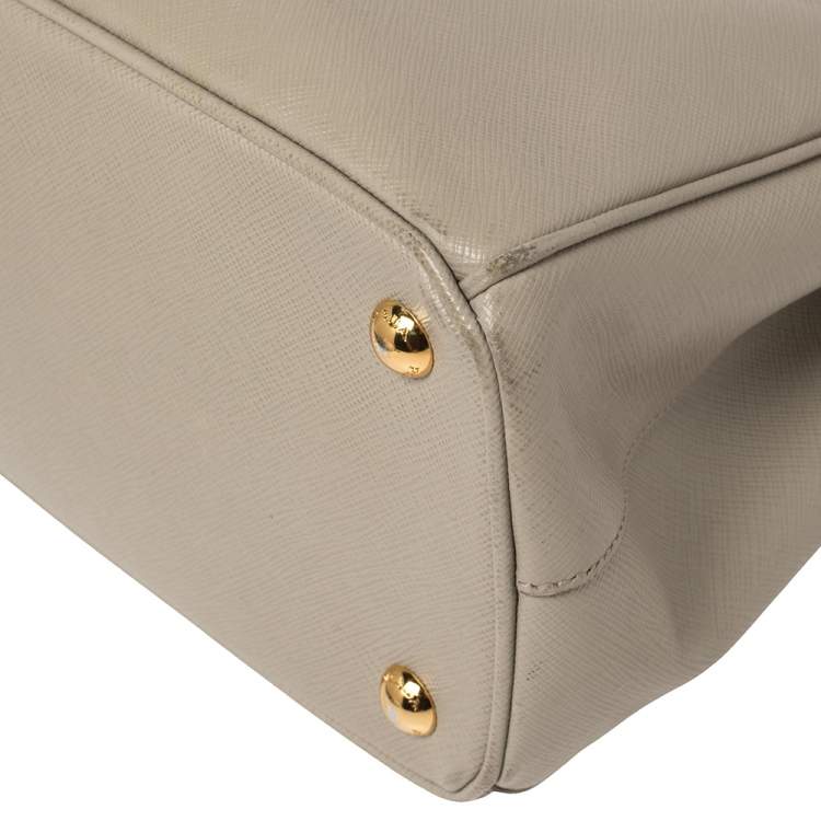 Pre Owned Prada Grey Saffiano Lux Leather Small Galleria Tote