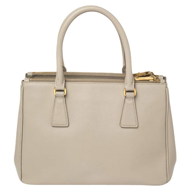 Pre Owned Prada Grey Saffiano Lux Leather Small Galleria Tote