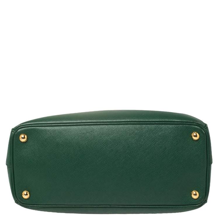 Pre Owned Prada Green Saffiano Lux Leather Medium Galleria Tote