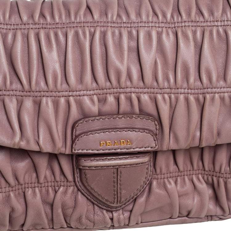 Pre Owned Prada Old Rose Matelassé Leather Front Pocket Flap Hobo 