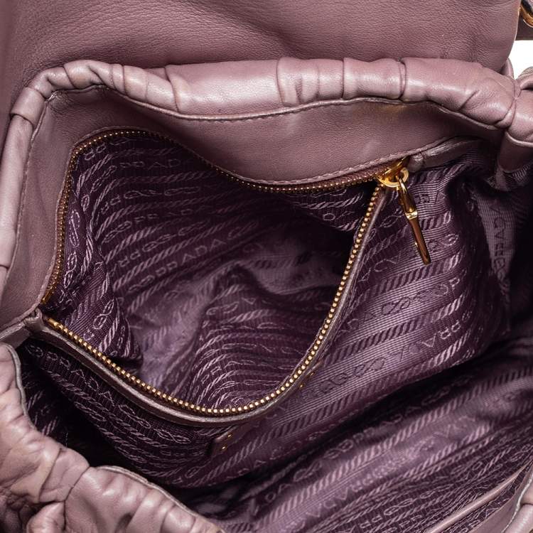 Pre Owned Prada Old Rose Matelassé Leather Front Pocket Flap Hobo 
