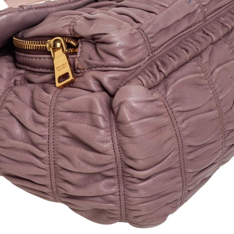 Pre Owned Prada Old Rose Matelassé Leather Front Pocket Flap Hobo 