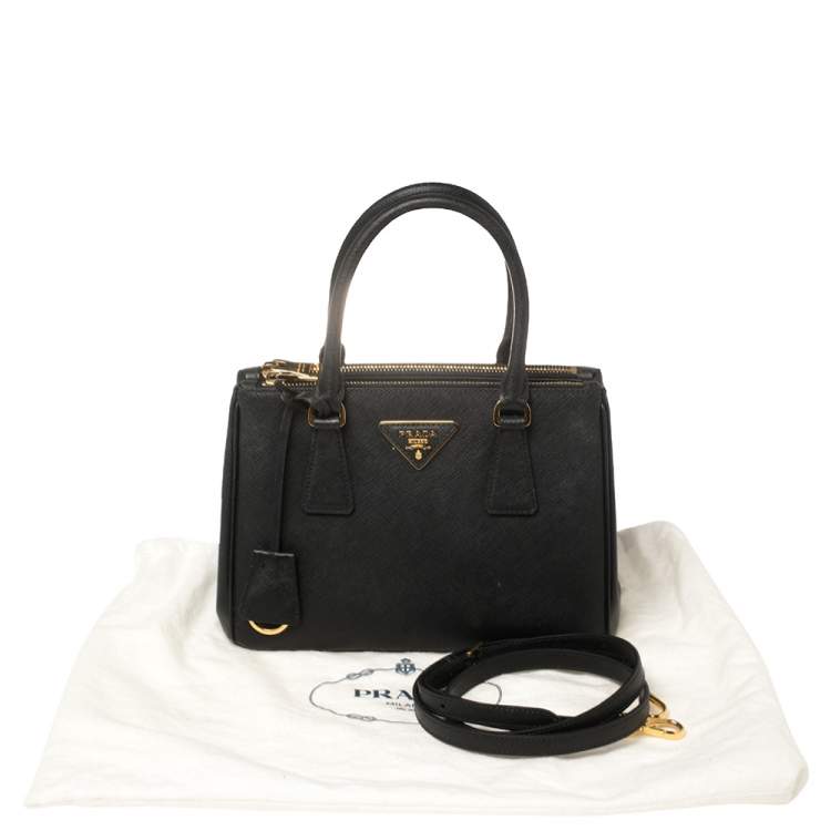 Pre Owned Prada Black Saffiano Leather Mini Galleria Tote