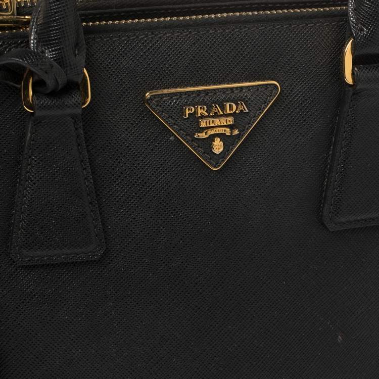 Pre Owned Prada Black Saffiano Leather Mini Galleria Tote