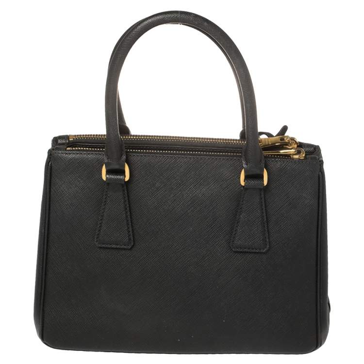 Pre Owned Prada Black Saffiano Leather Mini Galleria Tote