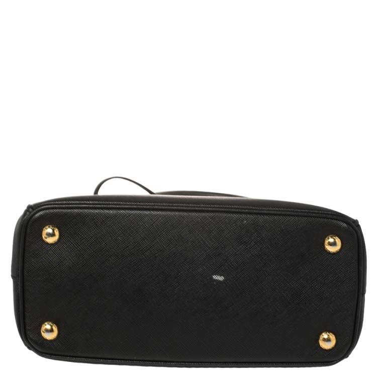 Pre Owned Prada Black Saffiano Leather Mini Galleria Tote