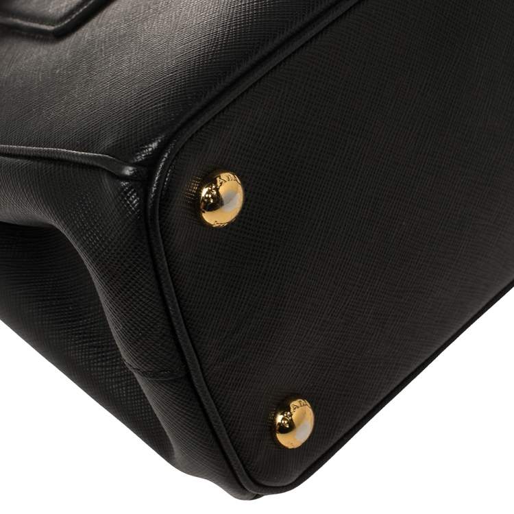 Pre Owned Prada Black Saffiano Leather Mini Galleria Tote