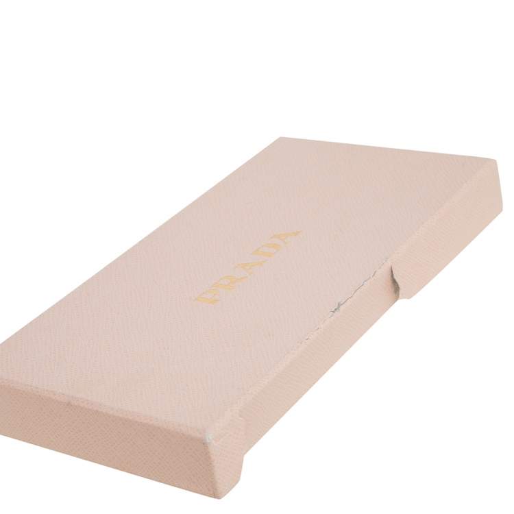 Pre Owned Prada Pink Saffiano Leather Wallet On Chain