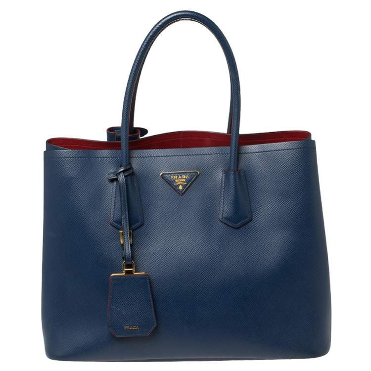 Prada Blue Saffiano Leather Bibliotheque Tote Prada TLC