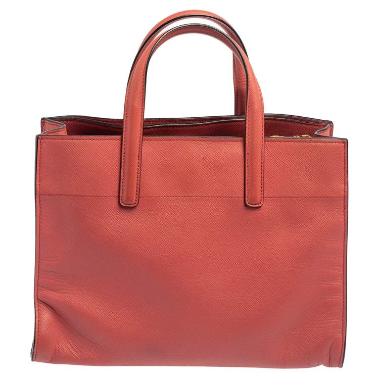 Pre Owned Prada Pink Saffiano Lux Leather Small Galleria Tote