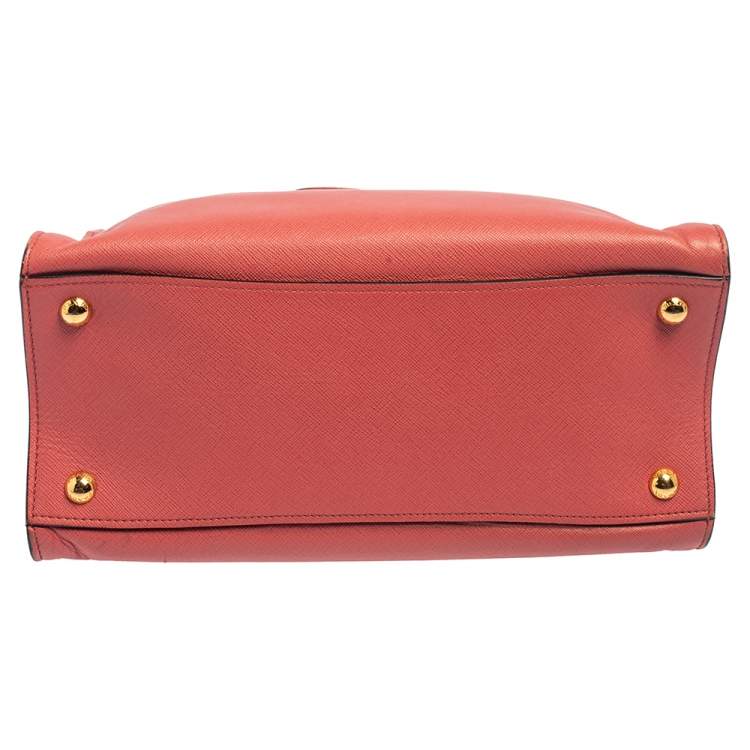 Pre Owned Prada Pink Saffiano Lux Leather Small Galleria Tote