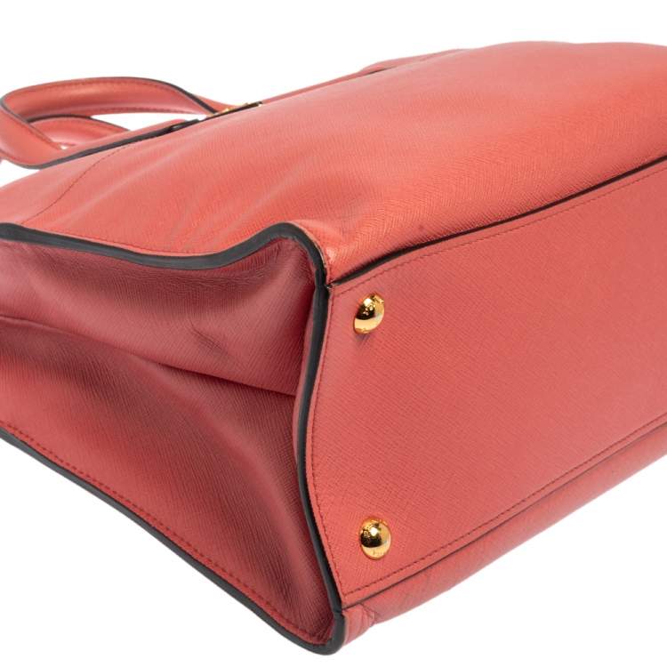 Pre Owned Prada Pink Saffiano Lux Leather Small Galleria Tote