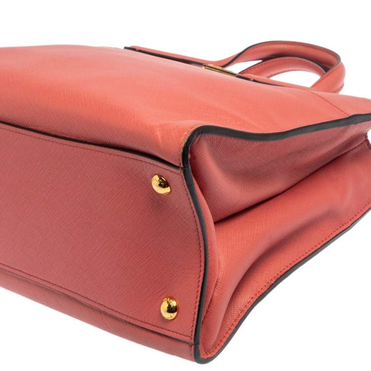 Pre Owned Prada Pink Saffiano Lux Leather Small Galleria Tote