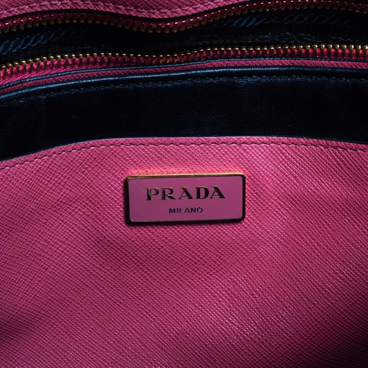 Pre Owned Prada Pink Saffiano Lux Leather Small Galleria Tote