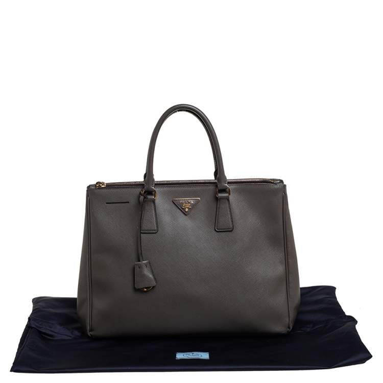 Pre Owned Prada Dark Grey Saffiano Lux Leather Large Galleria Tote