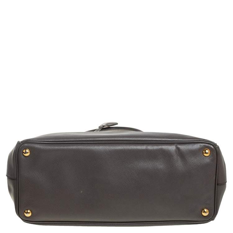Pre Owned Prada Dark Grey Saffiano Lux Leather Large Galleria Tote