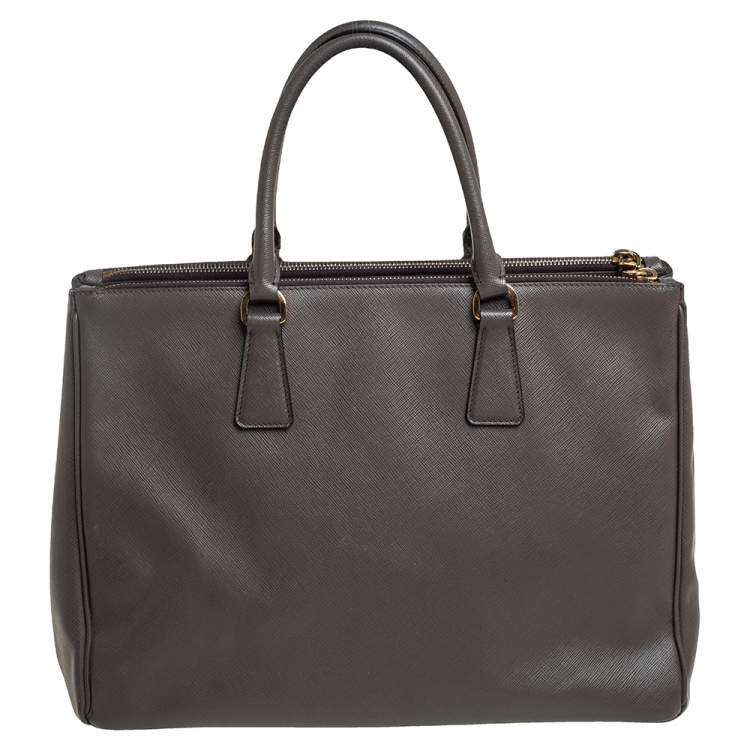 Pre Owned Prada Dark Grey Saffiano Lux Leather Large Galleria Tote