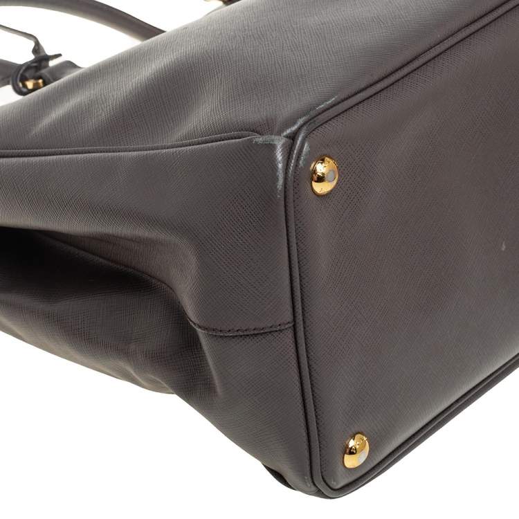 Pre Owned Prada Dark Grey Saffiano Lux Leather Large Galleria Tote