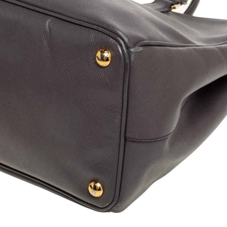 Pre Owned Prada Dark Grey Saffiano Lux Leather Large Galleria Tote