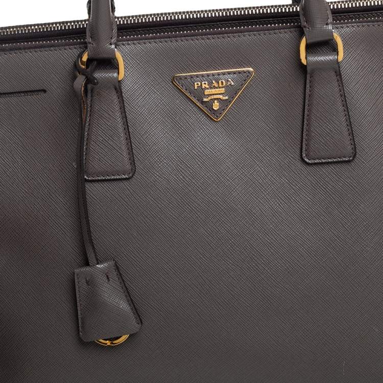 Pre Owned Prada Dark Grey Saffiano Lux Leather Large Galleria Tote