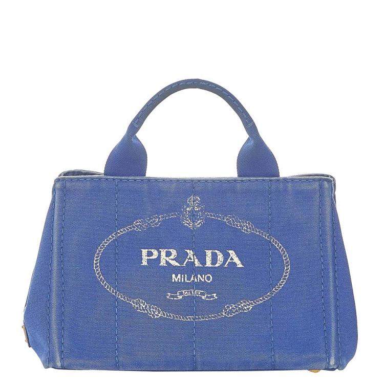 Prada Blue Canvas Canapa Tote Bag Prada | TLC