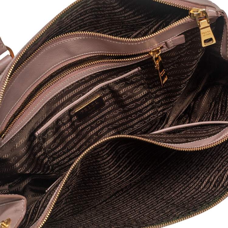 Pre Owned Prada Dusty Pink Saffiano Lux Leather Large Galleria Tote