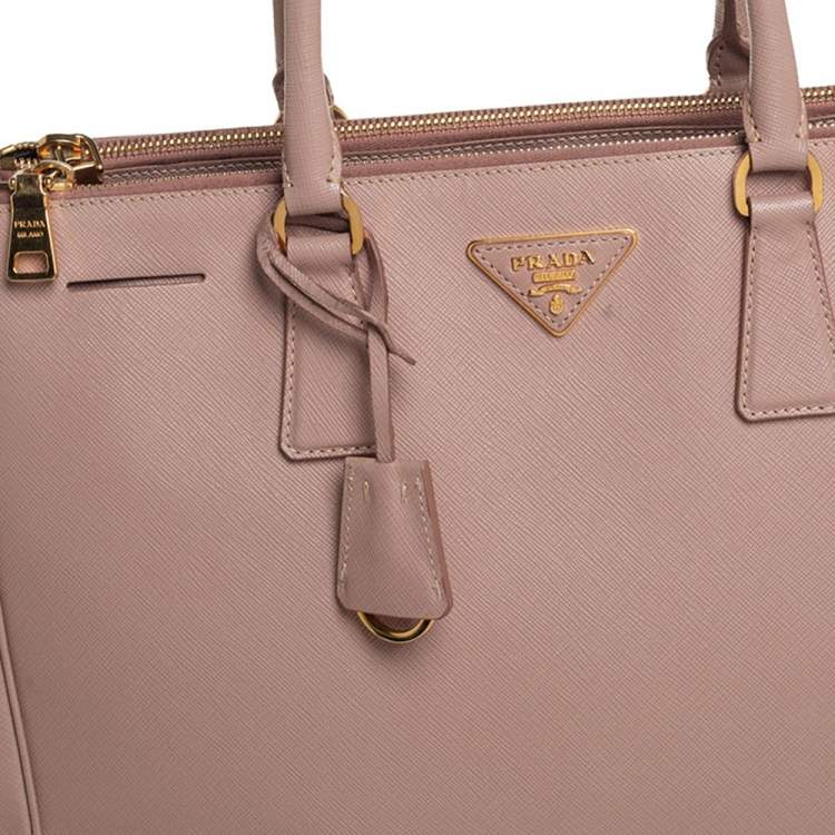 Pre Owned Prada Dusty Pink Saffiano Lux Leather Large Galleria Tote