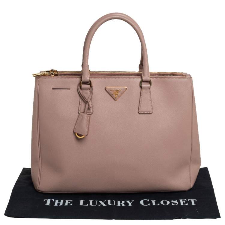 Pre Owned Prada Dusty Pink Saffiano Lux Leather Large Galleria Tote