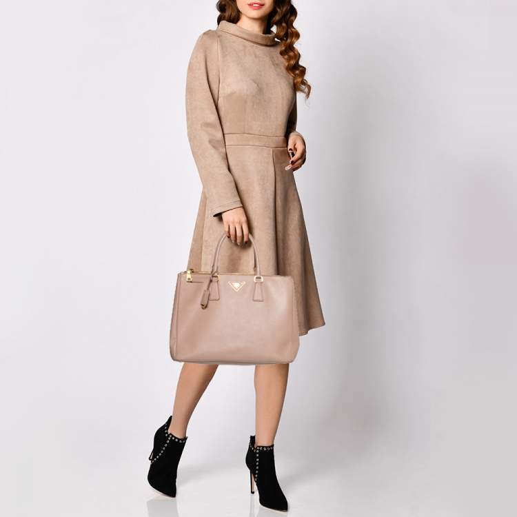 Pre Owned Prada Dusty Pink Saffiano Lux Leather Large Galleria Tote