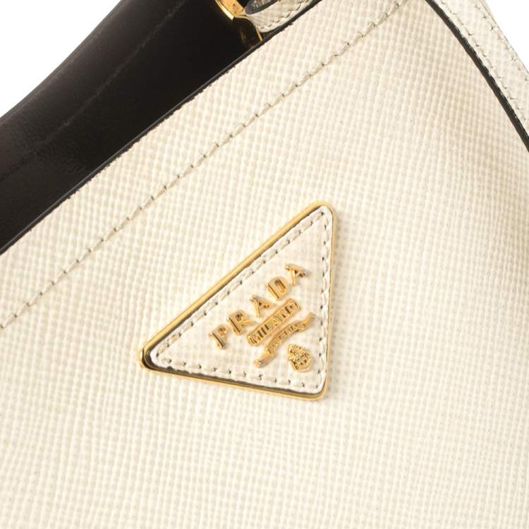 Pre Owned Prada Cream Saffiano Leather Small Panier Bag