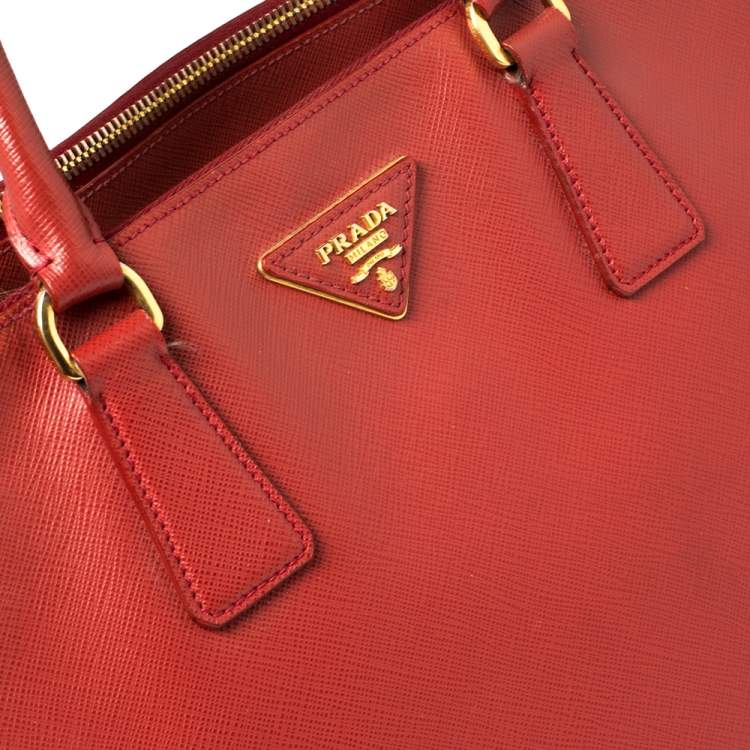 Pre Owned Prada Red Saffiano Lux Leather Large Galleria Tote