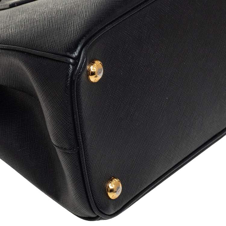 Pre Owned Prada Black Saffiano Leather Small Galleria Double Zip Tote