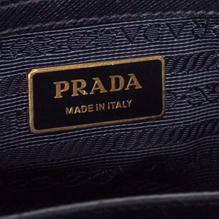 Pre Owned Prada Black Saffiano Leather Small Galleria Double Zip Tote