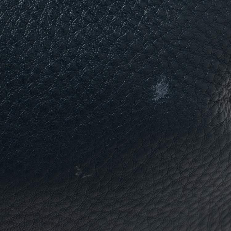 Pre Owned Prada Navy Blue Vitello Daino Leather Front Pocket Hobo